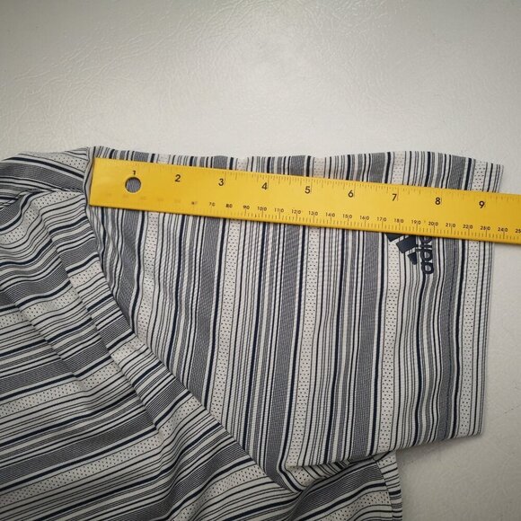 Adidas Primegreen Men's Size Large Navy Grey & White Striped Polo / Golf Shirt - Picture 8 of 9